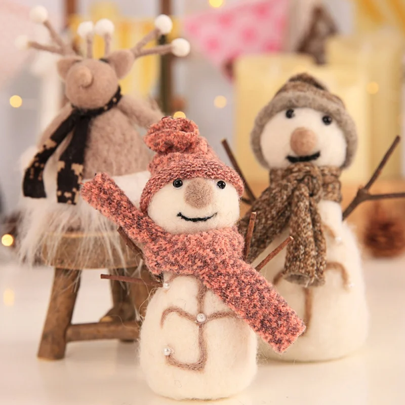 

New Wool Felt Snowman Doll Christmas Ornaments Gift Toy Doll Hang Christmas Tree Kids Gift Home Decor Festive Party