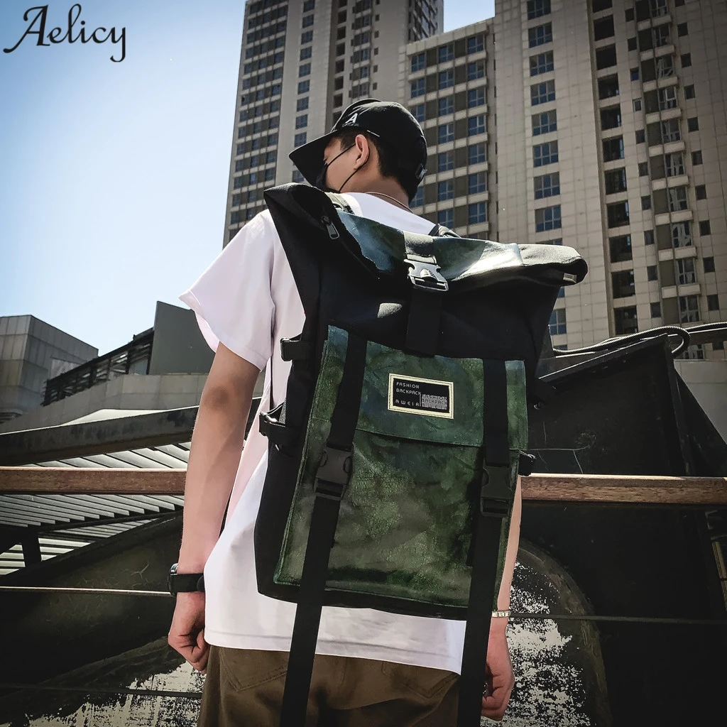 Aelicy, модная, школьная, женская, мужская, кожаная, ткань Оксфорд, прошитая, большая емкость, школьная сумка, сумка, рюкзак