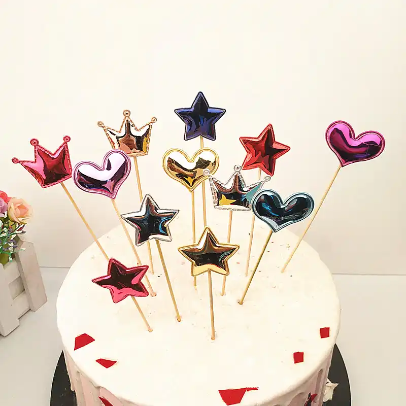 5 Unids Lote Lindo Corona Pastel De Estrellas Topper Para Cumpleanos Hermoso Pastel Bandera De La Ducha Del Bebe Para Las Ninas Diy Adornos De Pastel De Fiesta Accesorios Suministros De Decoracion De Pasteles