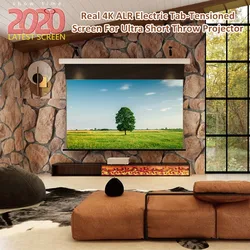 T3husta cair para baixo tela elétrica motorizada 4k/uhd tv a laser de cinema em casa ust projetor alr luz ambiental que rejeita a tela