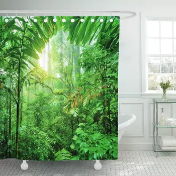 

Fresh Green Rainforest Summer Time National Park of Costa Rica Wonderful Wild Nature Central America Shower Curtain Waterproof