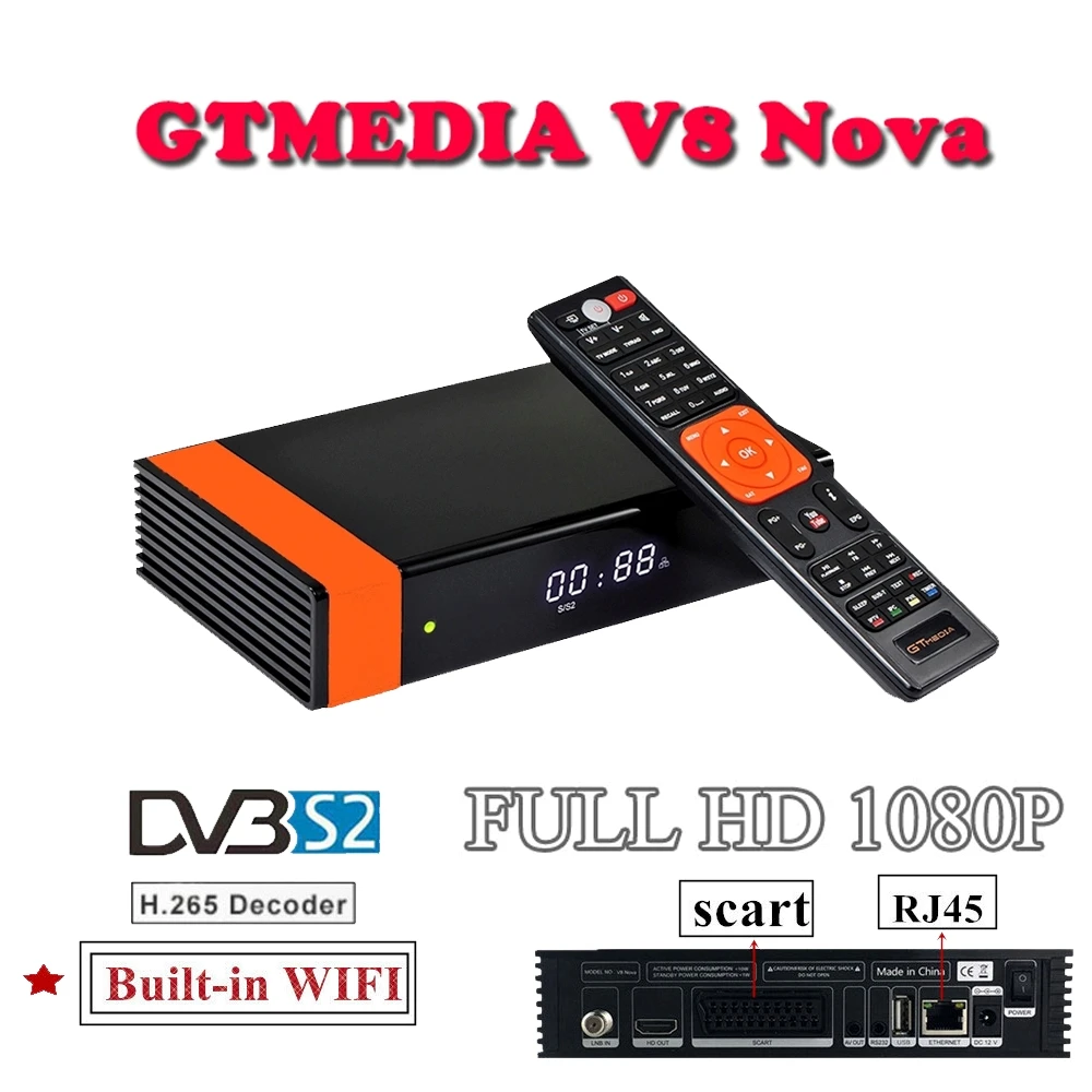 Приемное устройство спутниковый приемник Gtmedia V8 nova HD 1080P Европа 7 Cline на 2 года Испания Встроенный Wi-Fi Gtmedia V9 супер опционально