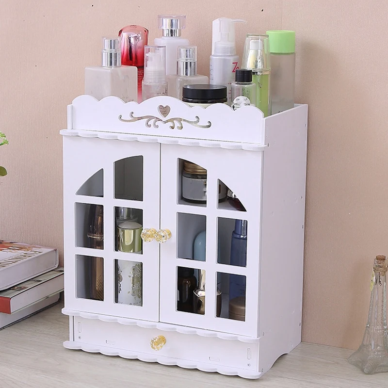 Waterproof Wood Storage Box Dressing Table Cosmetic Storage Box Shelf Bathroom Storage Box Storage 