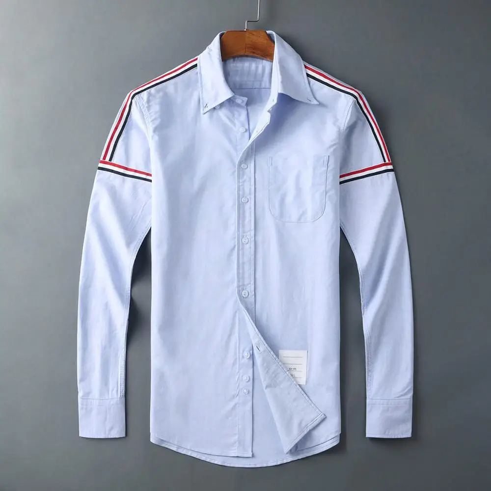 Черный Новинка 19ss мужские оксфорды классические красочные полосатые модные хлопковые повседневные рубашки рубашка Высокое качество карман с длинными рукавами Топ M 2XL# M51 - Цвет: Черный