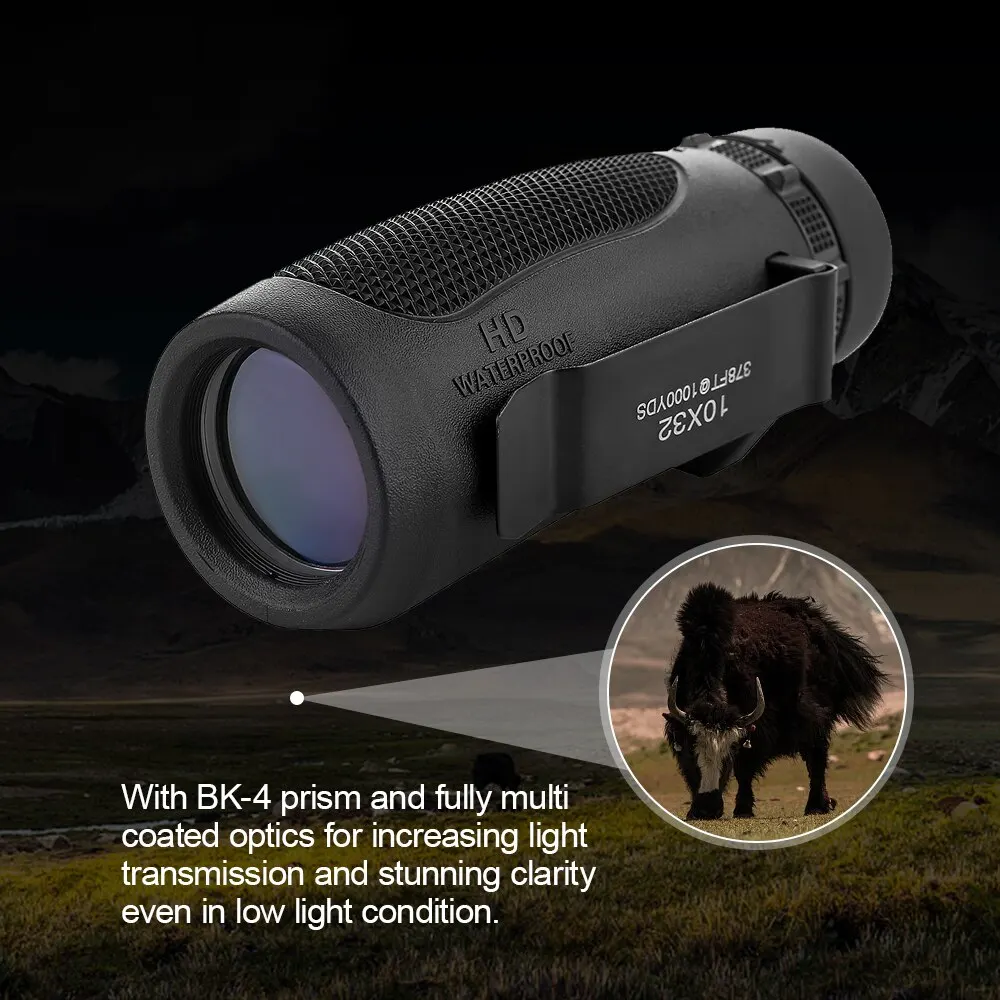 10x32 Monocular Telescope High Power Multi-coated Monocular Scope Telescope for Bird Watching Hiking Camping Concert