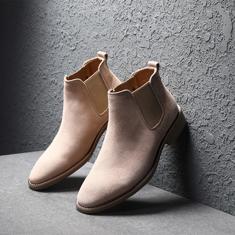 

Kanye West Chelsea Boots 100% Genuine Leather High Quality Vintage Men Boots Crepe Bottom Ankle Chelsea Boots Handmade Men ST403