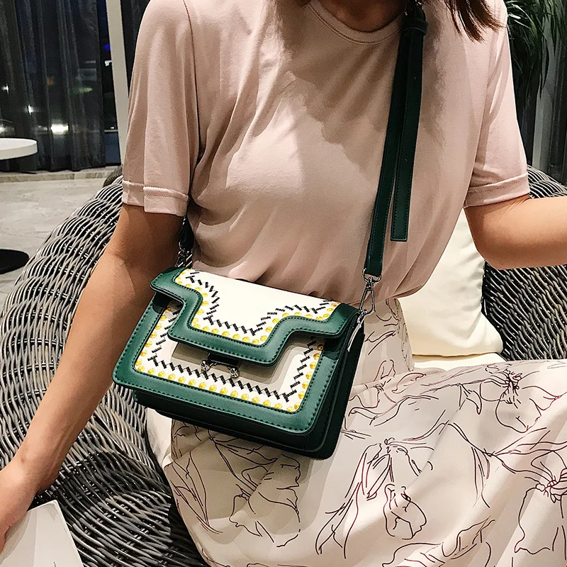 

2019 National windmill sewing small square bag new women's bag with one shoulder slanting cover bag