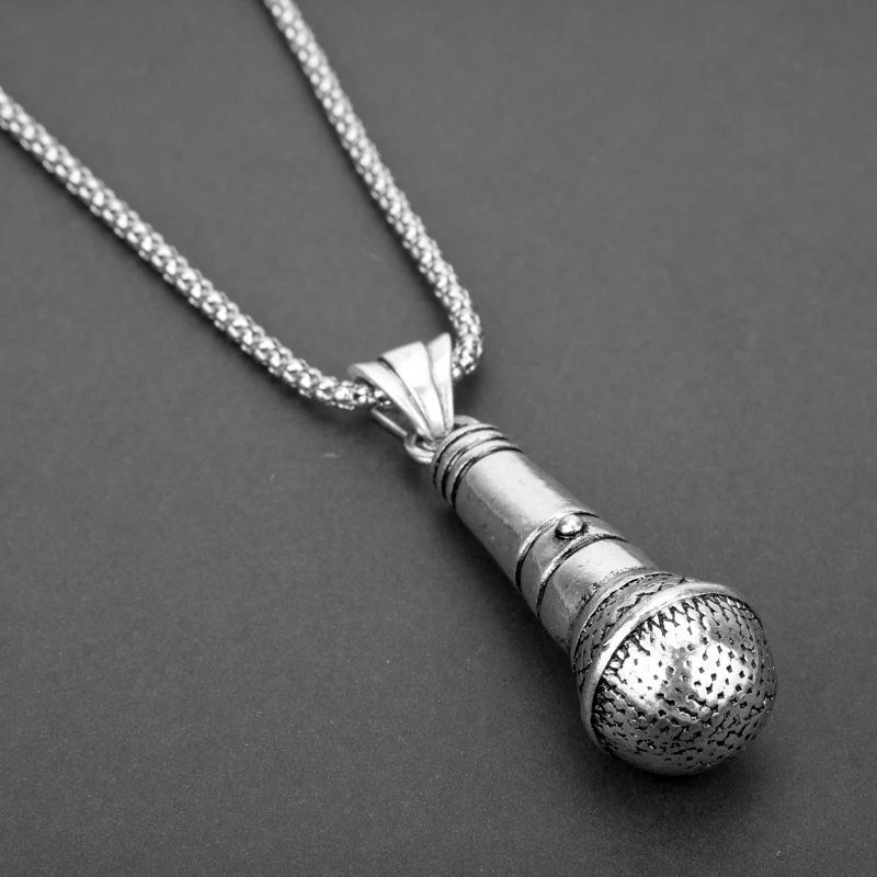 Микрофонная кристальная цепочка, ожерелье для наушников, музыкальная нота, Шарм в виде гитары, кулон, ожерелье в стиле хип-хоп, ювелирные изделия для мужчин и женщин, подарки