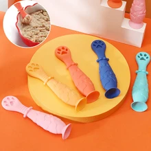 2 unids/set bebé aprender cuchara de silicona formación mordedor aparatos para niños Molar mordedor Anti slip utensilios vajilla