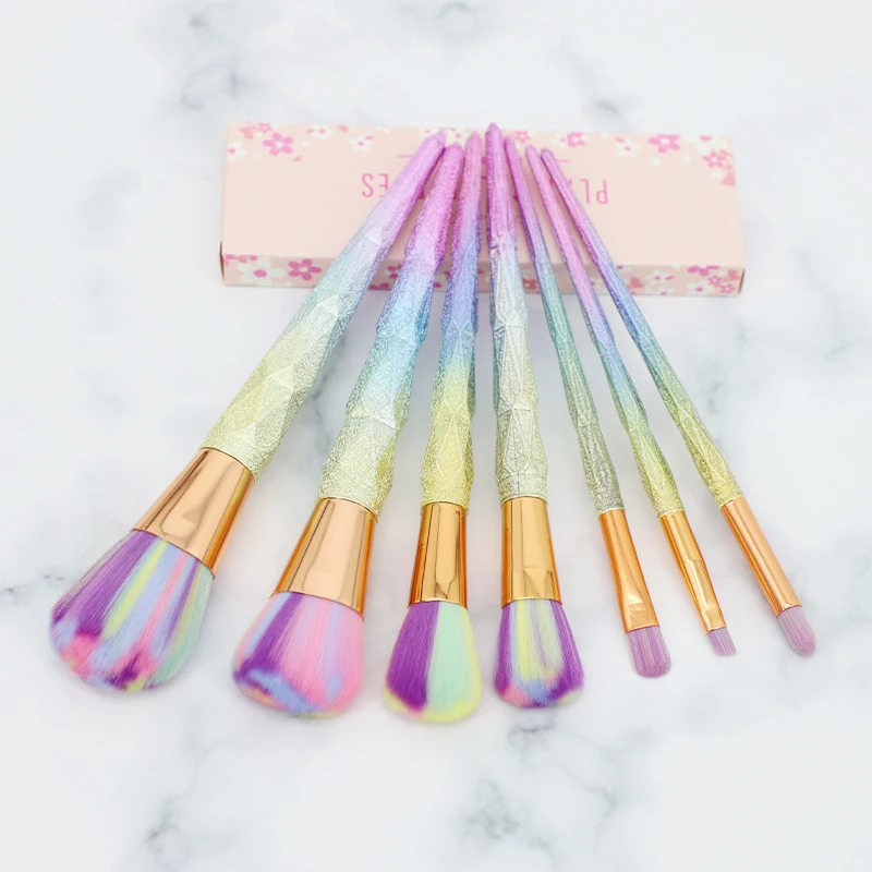 

7Pcs Diamond Transparent Makeup Brush Set Powder Foundation Blush Blending Eye shadow Lip Cosmetic Beauty Pincel Maquiagem