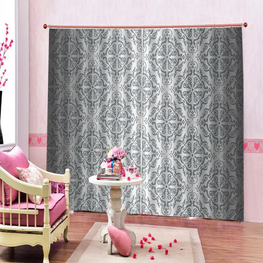 grey curtains morden curtain 3D Window Curtain Decoration curtains Luxury Blackout For Living Room