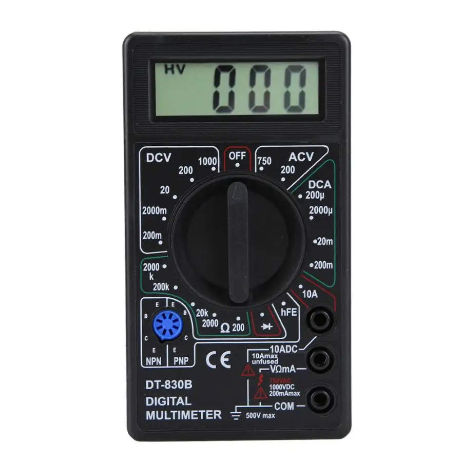 DT-830B ЖК-цифровой мультиметр AC DC диодный измеритель напряжения Freguency мультитестер тестер тока светящийся дисплей 1999 отсчетов цифровой