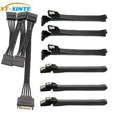 

1 to 5 SATA 15Pin Hard Drive Power Supply Splitter Cable Cord 60cm with 40CM SATA3.0 Data Cable for SSD DIY PC Sever