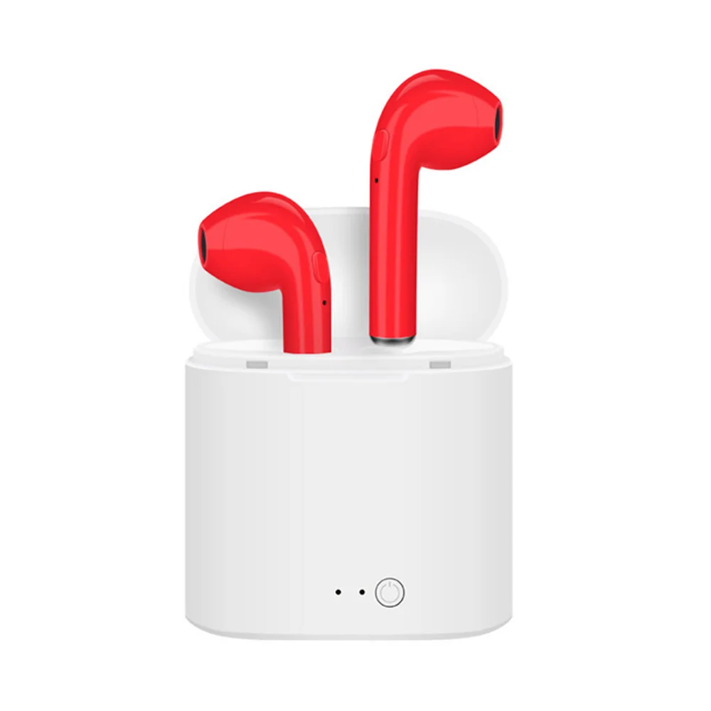 Красный I7s беспроводные TWS Bluetooth наушники-вкладыши стерео Bluetooth гарнитура для фитнеса с зарядной коробкой для iPhone huawei Xiaomi всех телефонов - Цвет: Красный