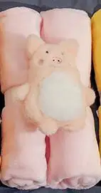 Мультяшные лесные животные, плюшевая подушка, милая мягкая подушка, мини-кулон, фланелевые одеяла, реквизит, детская кроватка, Декор - Цвет: Pig flannel L