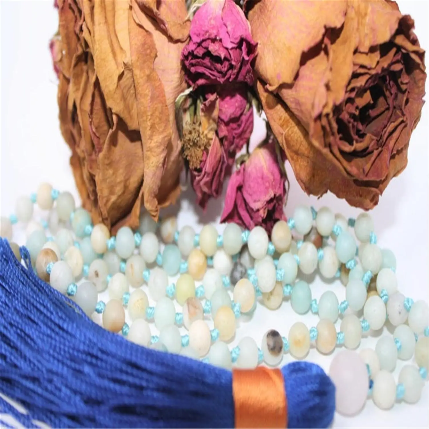 6mm Matte Amazonite Beads Handmade Tassel Necklace Japa Mala Prayer Buddhism Spirituality Yoga Yoga Mala Men