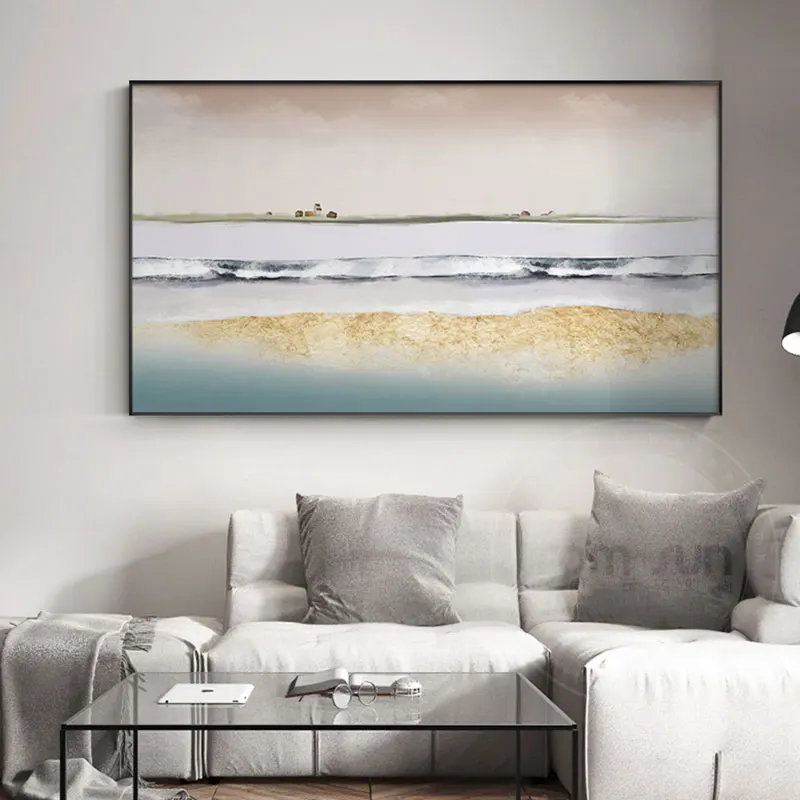

Abstract Landscape Canvas Painting Gold Foil Posters and Prints Unique Wall Pictures for Living Room Bedroom Modern Home Decor