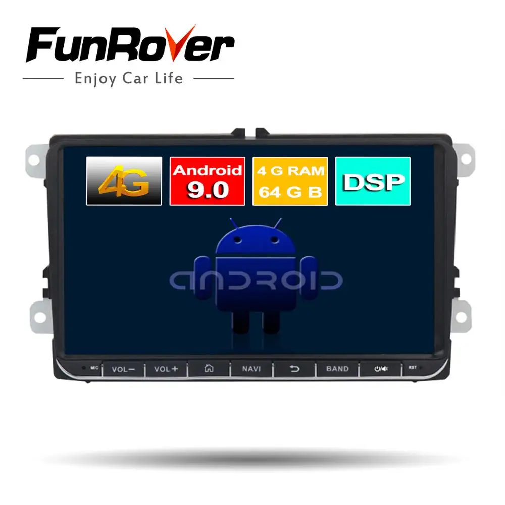 Clearance Funrover 2 Din Octa Core Android9.0 Car dvd gps multimedia stereo For Volkswagen Golf Polo B6 B7 Jett Radio navi DSP 4G 64G LTE 0