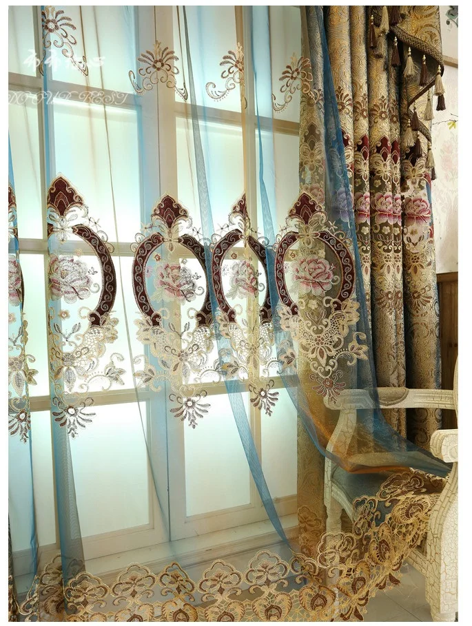 Polyester Curtains for Living Room Dining Bedroom Valance fresh flower Style Thickening Shading Modern Window home Villa