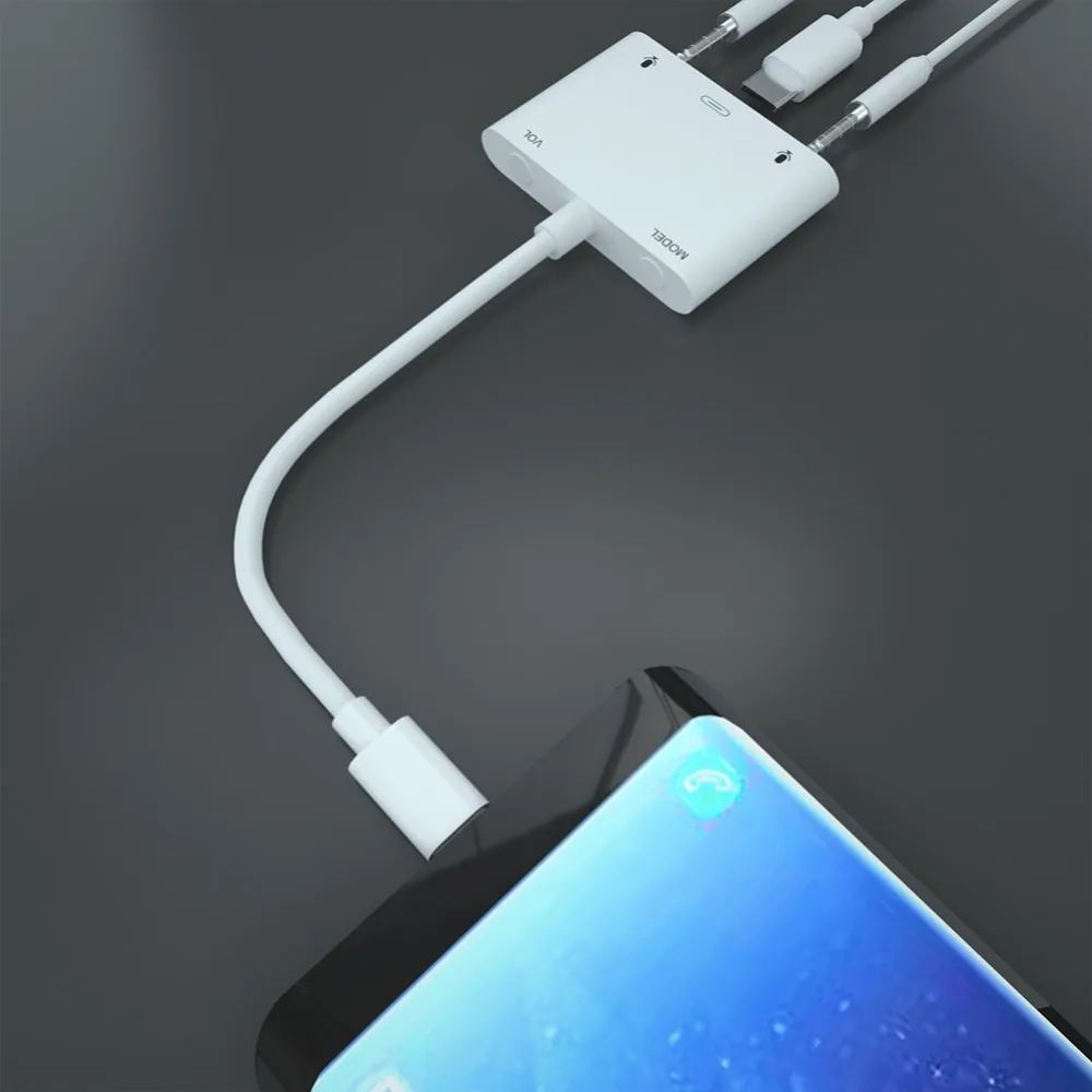 Двойной аудио адаптер 3,5 мм type-C разъем для Huawei mate 20 Pro P20/P30 для Xiaomi 9 для MacBook Air 3,5 мм type-C конвертер