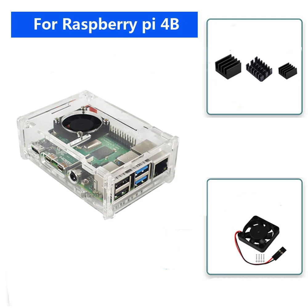 Raspberry PI 4 Модель B акриловый чехол с охлаждающим вентилятором+ 32 ...