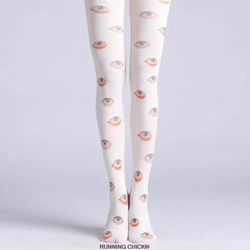 

Oil Painting Hand Painted Eyes Printed Pantyhose Stockings Tight Women Cotton Blends Cartoon Running Chick Cn(origin) STANDARD