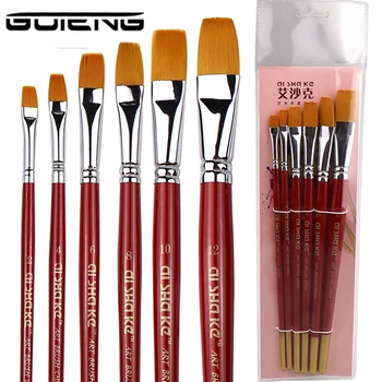 

Guteng 6pcs/set Red Oil Paint Brush Round Painting Brush For Watercolor,Oil,Acrylic Brush Pen pincel para pintura Art Supplies