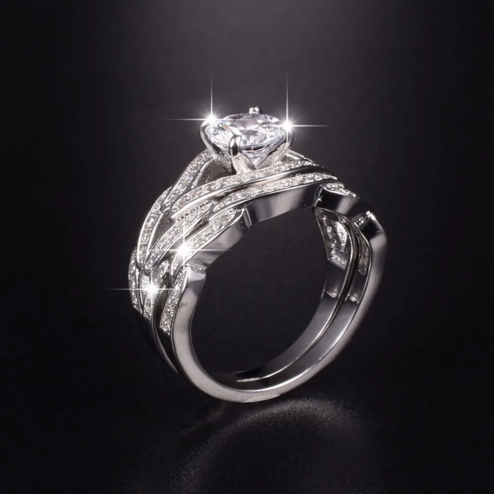 Комплект женских обручальных колец из белого золота 10 карат размеры 5 10|set rings|set