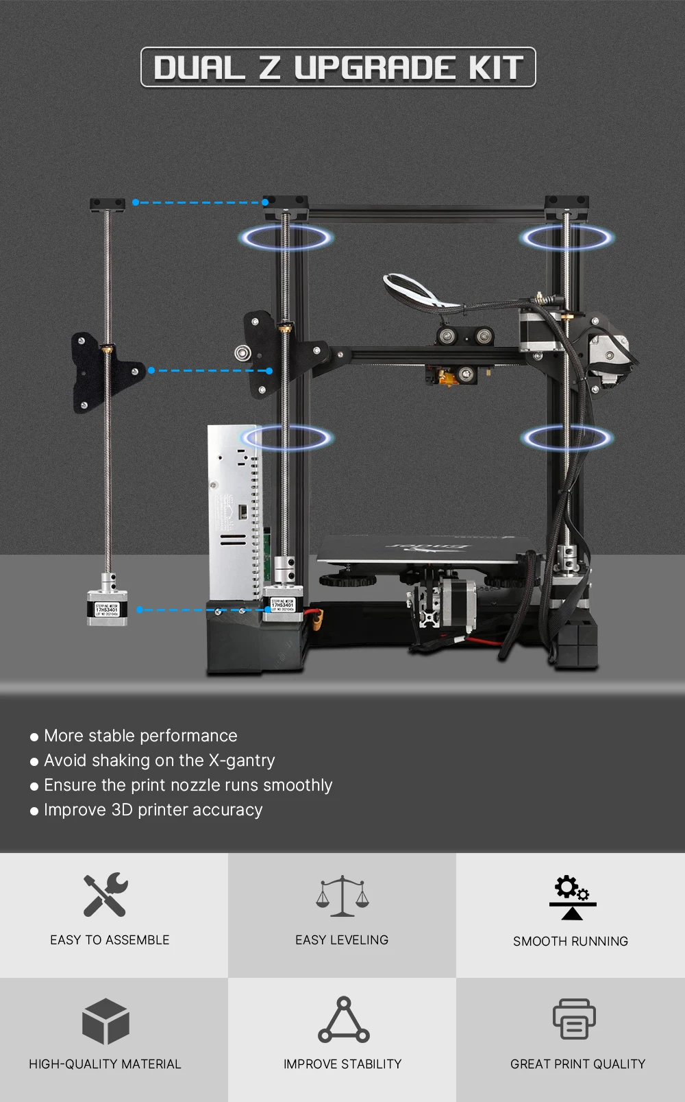 bigtreetech duplo eixo kits de atualização de parafuso de chumbo passo mot parafuso de chumbo para peças de impressora