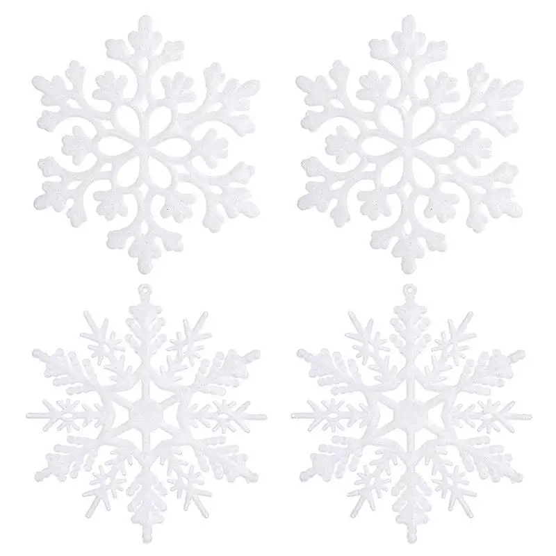 24PCS Christmas Snowflake Decoration Christmas Ornament Creative Glitter Snowflake Ornament For Xmas Tree Festival Supplies