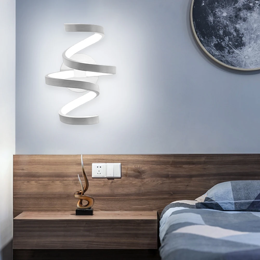 Modern Spiral LED Wall Light Wall Mounted Light Home Bedside Aisle Lighting Bedroom Living Room Stairs Decorative Art Lamp marine underwater lights