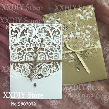 

XXDIY 50 /100set Customize Invitation Cards Greeting Business Party Wedding Cards Flower Pattern Laser Cut with envelopes