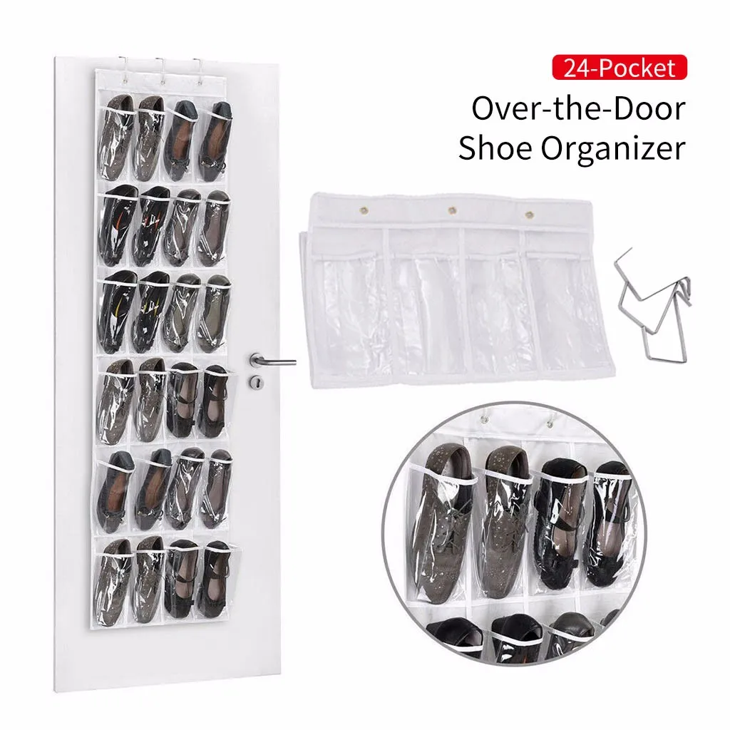 24 Pockets Shoe Storage Bag Crystal Clear Over The Door Hanging Pockets Shoe Storage Bag Crystal Clear