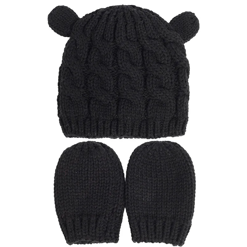 2 PCS Baby Kids Girls Boys Winter Knit Hat Glove Beanie Cap Set 0-18 Month knit hat,baby hat