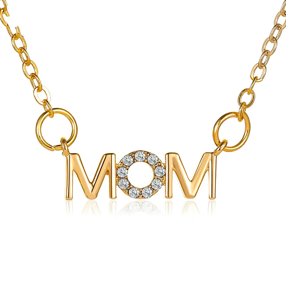 

MOM Mother's Day Necklace English Alphabet Necklace Mother Pendant Clavicle Chain Holiday Gift Jewelry for Women