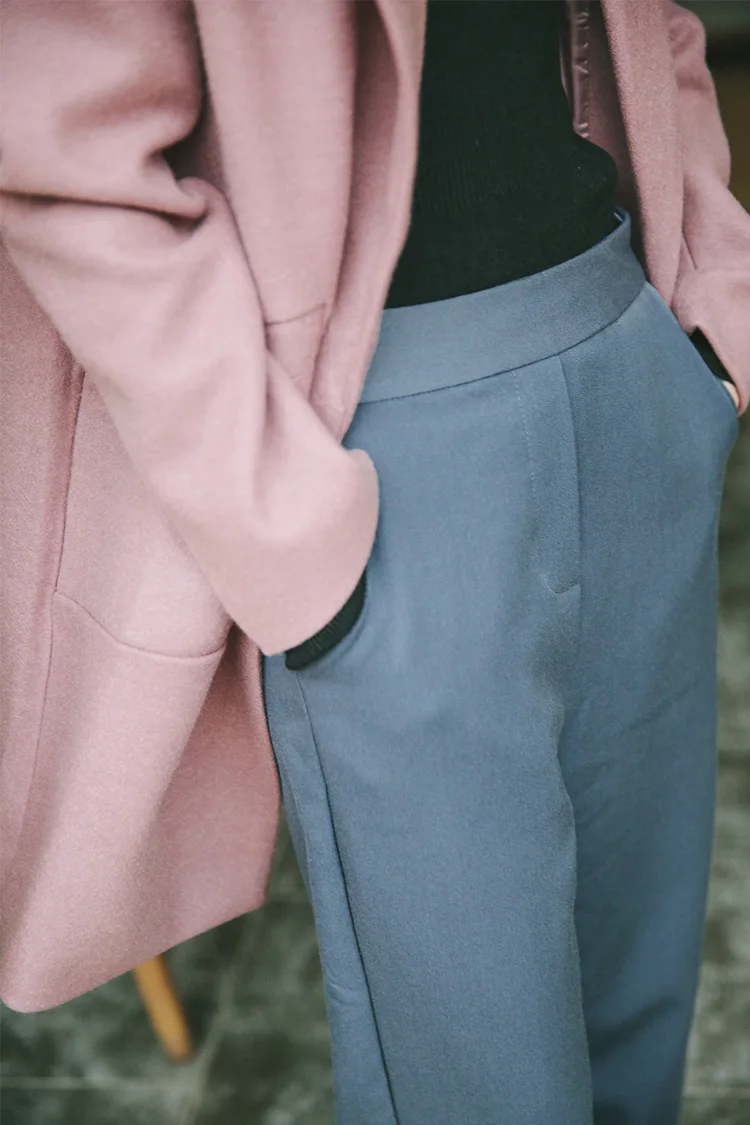 Korean Lapel Thick Woolen Coat Woman Harajuku Loose Long Sleeve Solid Coat Ladies Warm And Slim Large Pocket Long Coat Women