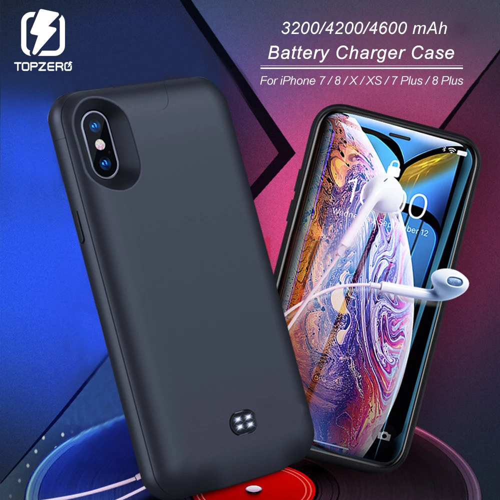 

Battery Charger Case For iPhone 7 8 X XS 4600mAh Ultra-thin Powerbank Case Fast Charging For iPhone 7 8 Plus Support Audio