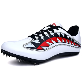 

2020 Professional Track and Field Shoes for Men Women Sport Spikes Running Sneakers Nails Race Shoes Trainers Black White