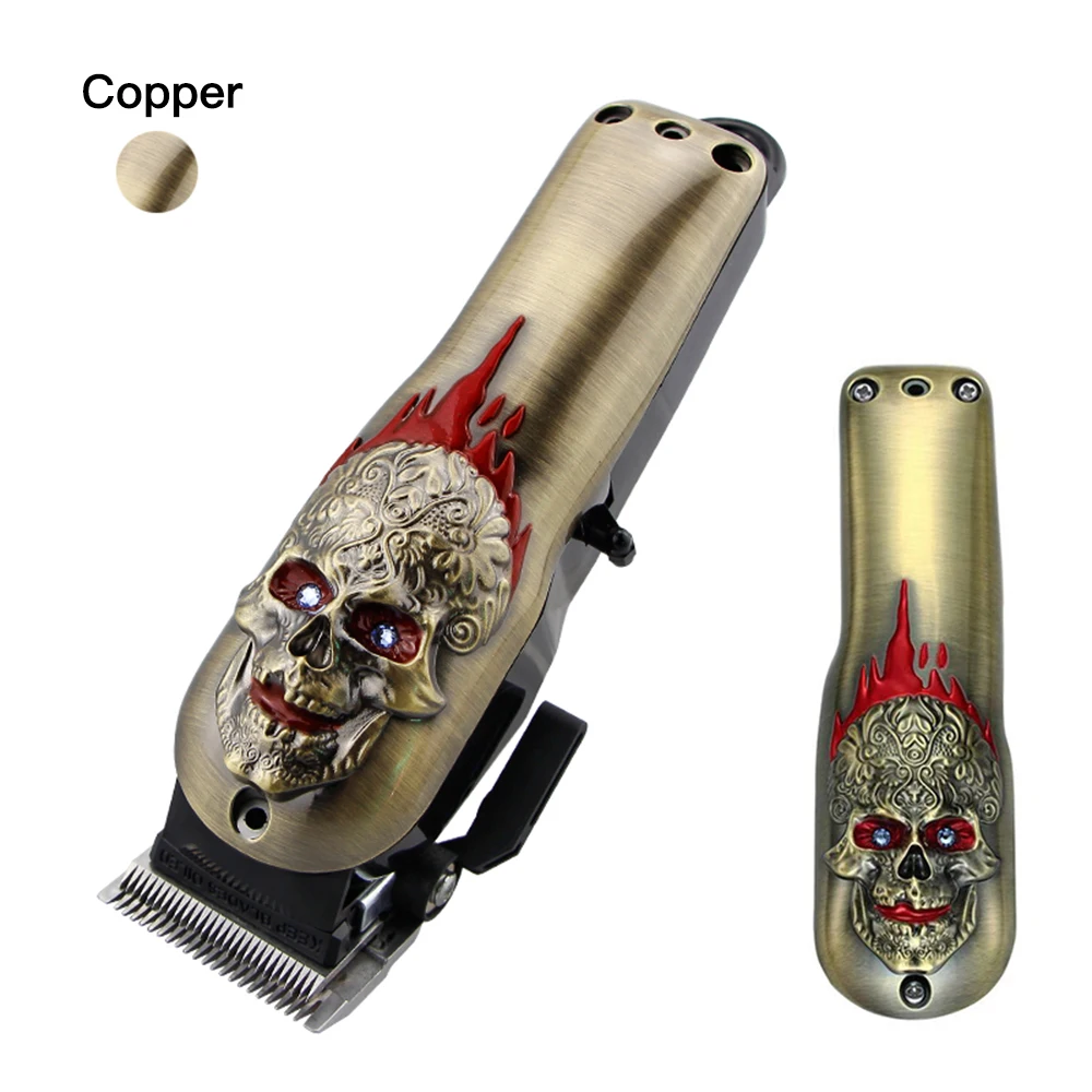 Skull Copper Аксессуары для парикмахера, электрический триммер для волос, металлическая задняя крышка, чехол для стрижки волос, чехол для стрижки волос, профессиональный чехол для стрижки волос - Цвет: Skull Copper