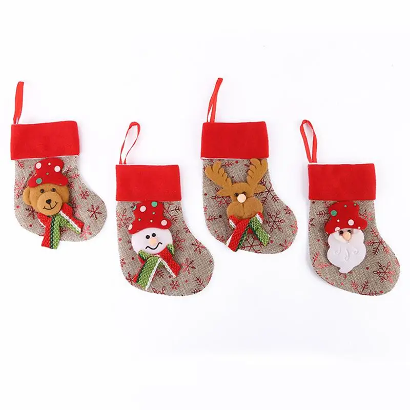12pcs Christmas Gift Stocking Christmas Socks Christmas Hanging Stockings Embroidered Christmas Socks Classic Christmas Gift Bag