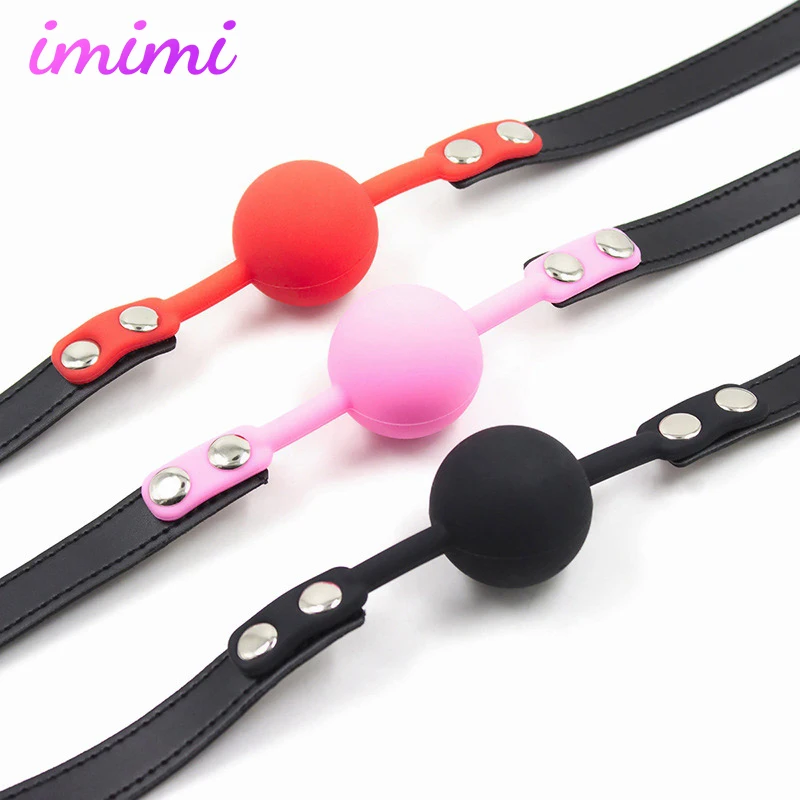 Adult Slave Games Open Mouth Gag Ball for Couple Leather Mouth Gag Erotic Oral Fixation Stuffed Flirting SM Sex Toys for Woman