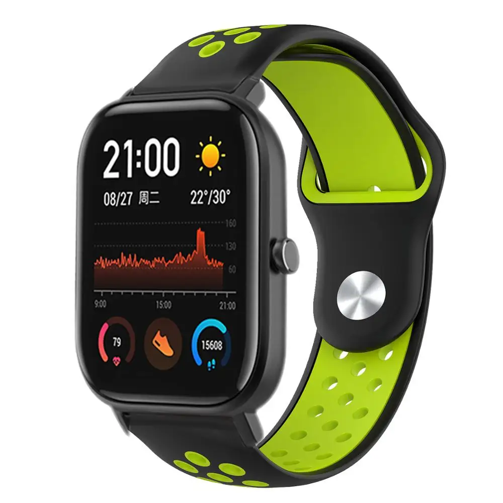 Black lime Силиконовый ремешок браслет для Amazfit GTR 42 мм Смарт-часы ремешок 20 мм для Xiaomi Huami AMAZFIT GTS Correa браслет аксессуары - Цвет: Black lime