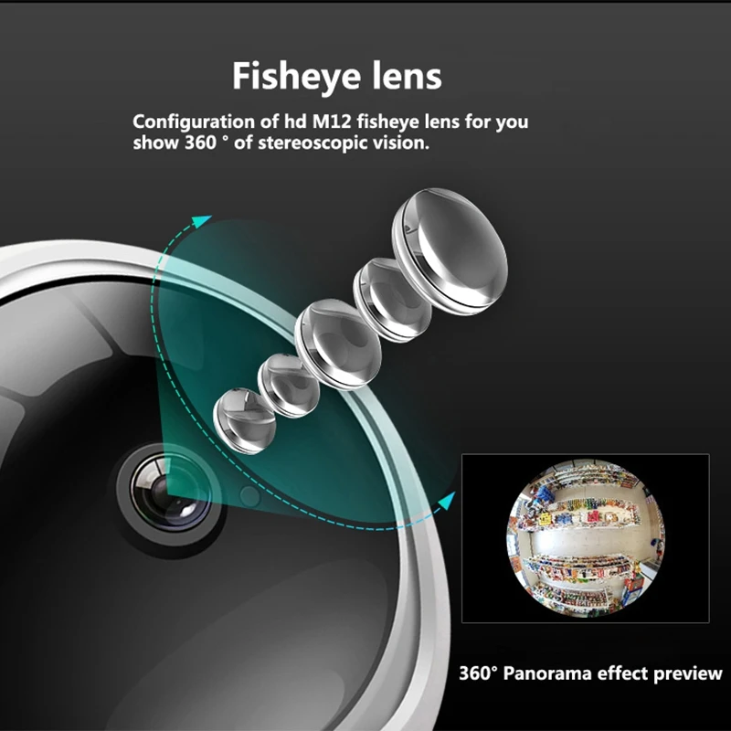 5Mp Xm 360 degree панорамная камера Ip Беспроводная сеть Wifi рыбий глаз безопасности ip-камера Встроенный микрофон Wifi камера(США штекер