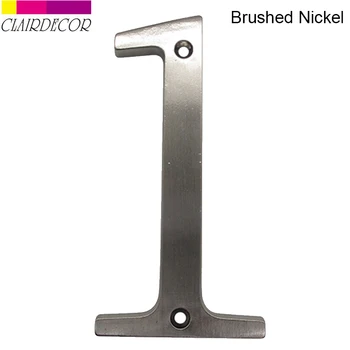 

House Number 101mm Flush Mount Brushed Nickel Metal Number Door Address Number Zinc Alloy Screw Mounted Outdoor Address Sign #1