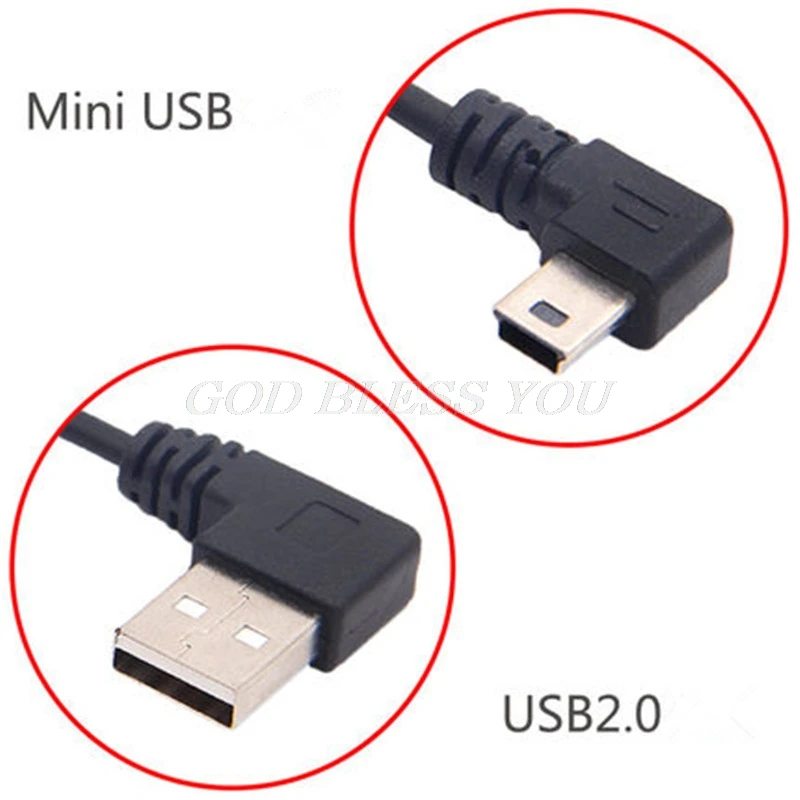 Практичный 90 градусов левый угол USB 2,0 A папа-левый угол мини B 5p Мужской кабель