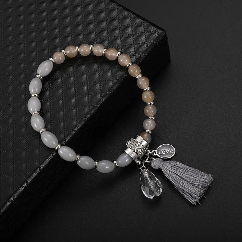 Новая мода ручной работы Бисероплетение Кристалл бусины браслет Бохо заявление любовь браслеты с подвесками для женщин ювелирные изделия