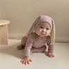 4PCS Summer Infant Newborn Baby Boys Girls Bodysuits Cute Bunny Ear Bodysuits Hat and Cocks Baby Clothes Jumpsuit Outfits 1