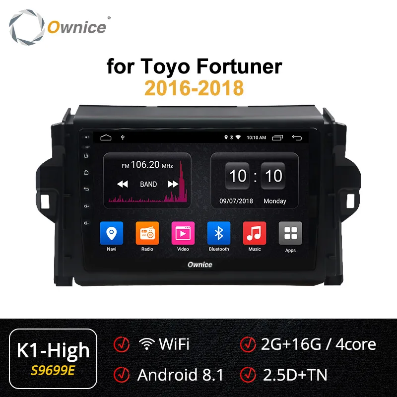 Ownice 2 din Android 9,0 SP SPDIF k3 k5 k6 Автомагнитола Wifi gps Навигация стерео для Toyota Fortuner плеер 4G LTE - Цвет: S9699 K1 HIGH