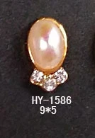 HY-1586 10pcs 10 шт./лот, золото/серебро сплав дизайн ногтей 3d с плоской задней частью AB боковые бриллианты жемчужные ювелирные изделия Стразы для ногтей Типсы украшения - Цвет: HY-1586 10pcs