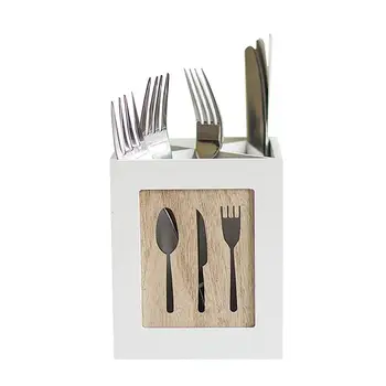 

1PC Storage Basket Multi-function Compartments Desktop Wooden Tableware Spoon Chopsticks Organizer Holder Basket